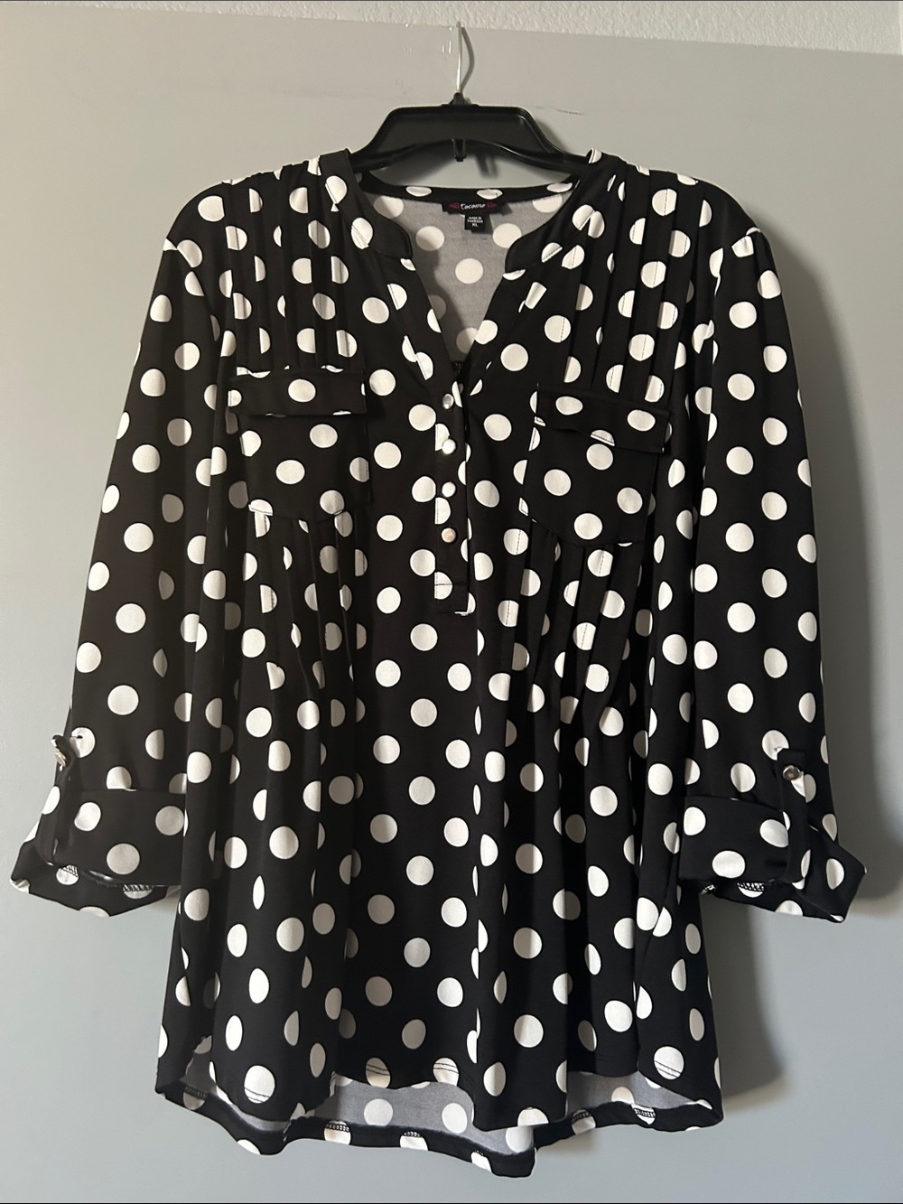 Cocomo Black & White Polka Dot Long Sleeve Dress